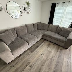 Gray Modern Oversized L Shape Sectional Sofa - Deep Seats