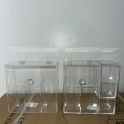 2x Clear Makeup Brush Holder, Acrylic Makeup Brush Organizer For Vanity, Cosmetic Brush Storage Box, For Bathroom, Bedroom, Vanity Countertop