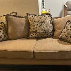 2-Piece Traditional Tan Sofa Set – Includes Loveseat & Couch