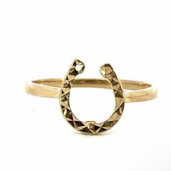 Woman’s Ladies 14k Yellow Gold Horse Shoe Lucky Ring Size 6 GP3120552