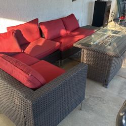 Patio Set With Fire Pit