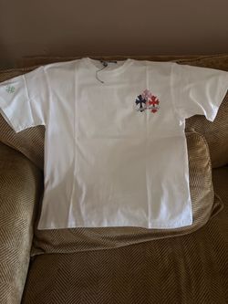Chrome Hearts White Graphic T-Shirt with colorful crosses