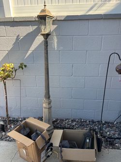 Outdoor Lamp Post with Extra Lantern Fixtures