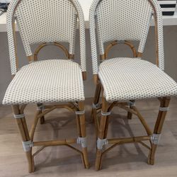 Serena & Lily Riviera Rattan Bar Stools (2) 