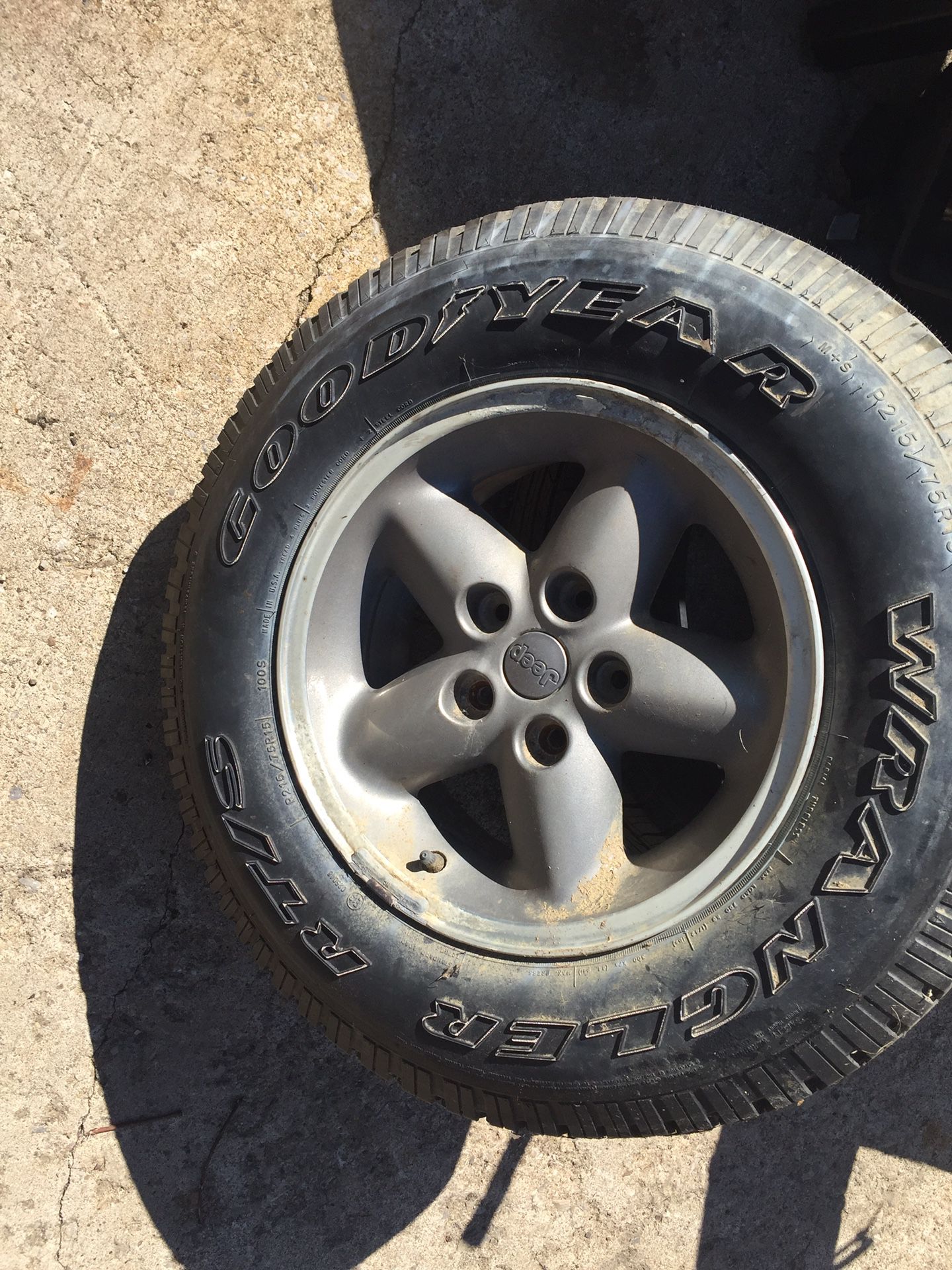 Jeep wrangler spare tire and wheel 215. 75. 15.