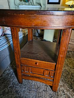 Popped up table solid wood with four upholstered chairs