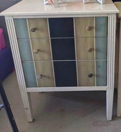 Striped bed side dresser