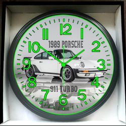 1989 Porsche 911 Turbo Glow In The Dark Wall Clock New!