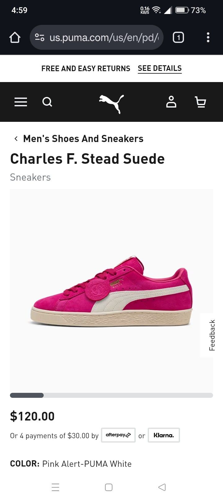 Puma Suede Charles F Stead 2 Pink Alert White