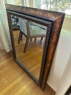 Vintage Ornate Framed Wall Mirror – 29” x 35.5” – Floral Accent Frame