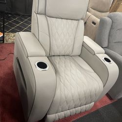 Leather Power Recliner With Heat & Massage Option