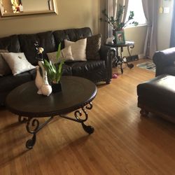 Leather  Set Of Sofas W/ Table Set 