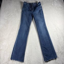 Free People We the Free Eva High Rise Lace Tie Boot Cut Jeans Size 25 Blue #3143
