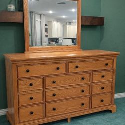 8 Drawer Dresser and Mirror by Vaughn- Bassett (64.0W x 40.0H x 18.0D) (Smoke Free Home)