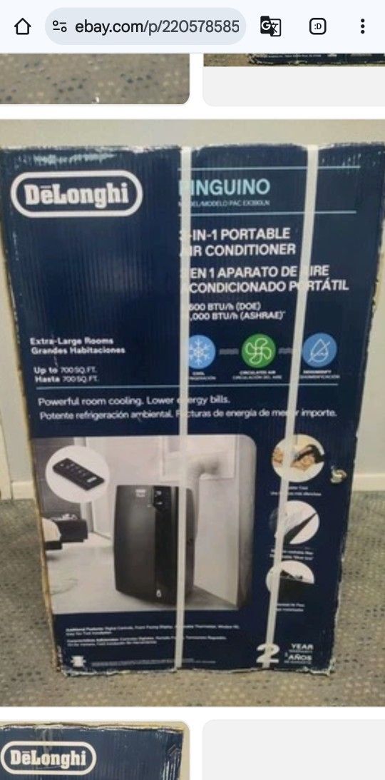 ac a/c Dilonghi Pinguino 12500 BTU with Heat Also