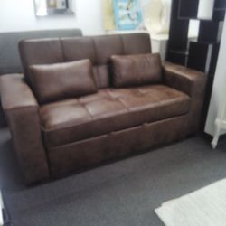 Sleeper Sofa, Brooklyn In Microsuede Fabric  Walnut, QUEEN 