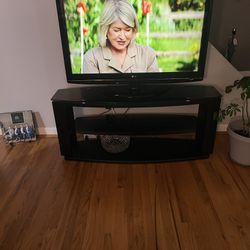 Black TV Stand With glass Top 
