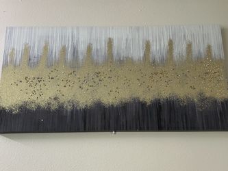 Abstract Canvas Wall Art with Gold Glitter
