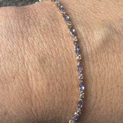 10K Solid Gold Purple Tanzanite 7” Tennis Bracelet BEAUTIFUL GIFT!