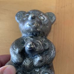 Silverplated Teddy Bear Piggy Bank 