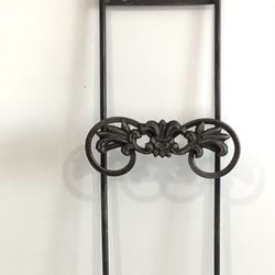 Wrought Iron Wall Rack with Scroll Design – 29”.5” Tall