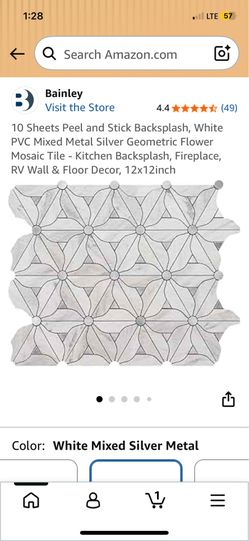 New 10 sheets peel  & stick backsplash silver color