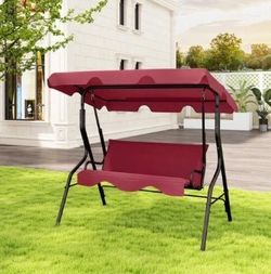 3-Seat Outdoor Canopy Swing – Cushioned Patio Swing