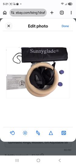 Sunnyglade Wooden Gymnastic Rings with Straps