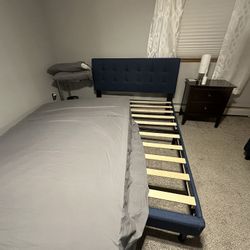 Navy Upholstered Bed Frame