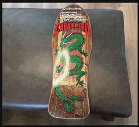 Skate Deck Signed Steve Caballero Power Peralta  Chinese Dragon Brown Autograph.