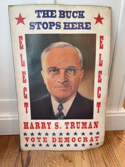 Harry Truman Original VTG 1940s Campaign 22" Poster "The Buck Stops Here"- RARE. Condition is pre owned and shows expected signs of wear and tear as i