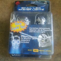 Quest Blue LED Skull Windshield  Washer Accent Lights Jet Spray Nozzle NOS