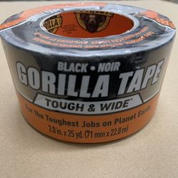 GORILLA TAPE - Black Tape 25 Yards 2.8 In Wide - Heavy Duty