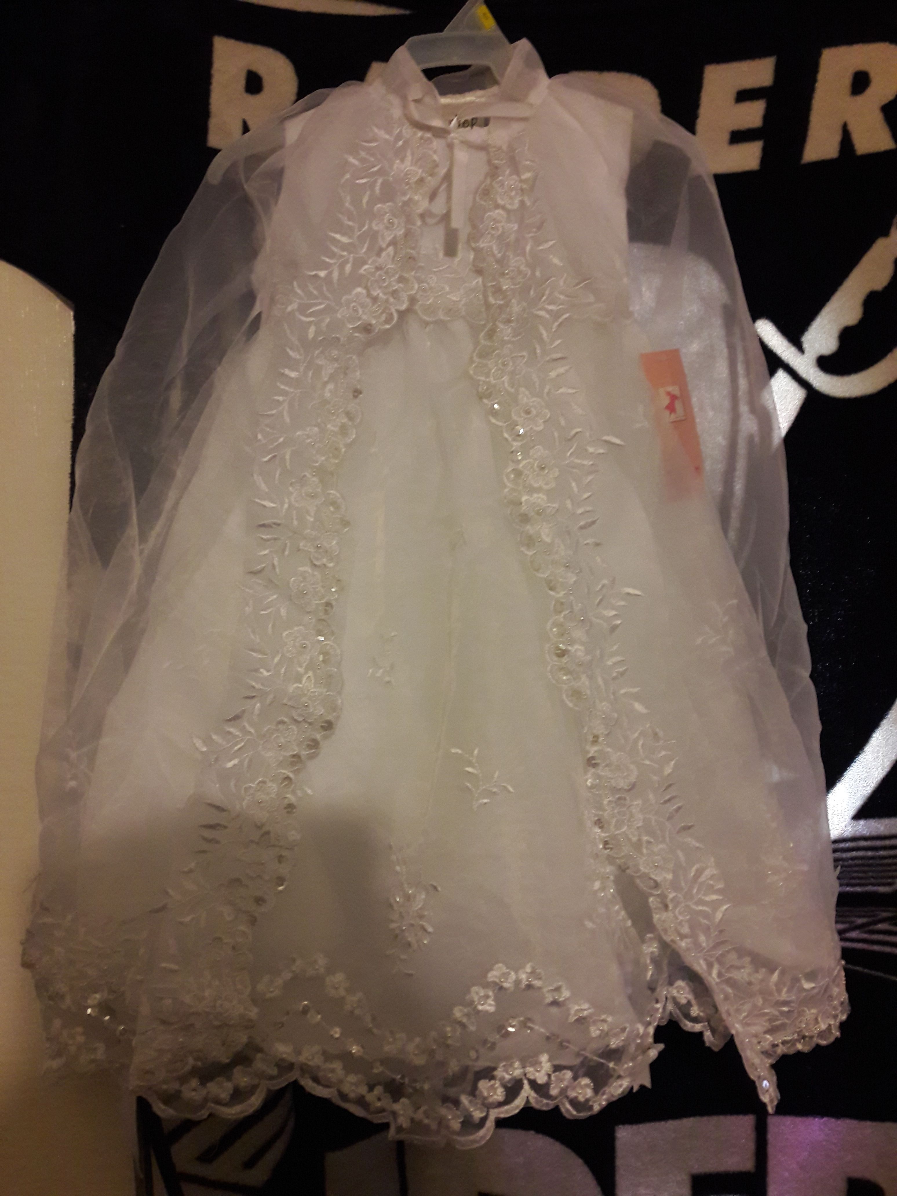 Baptismal dress with cape and bonnet.