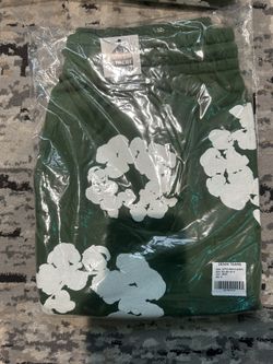 Green Denim Tear Shorts 