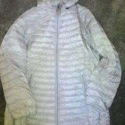 Women's Long Ivory Long Puffer Jacket Sz Large/Xl