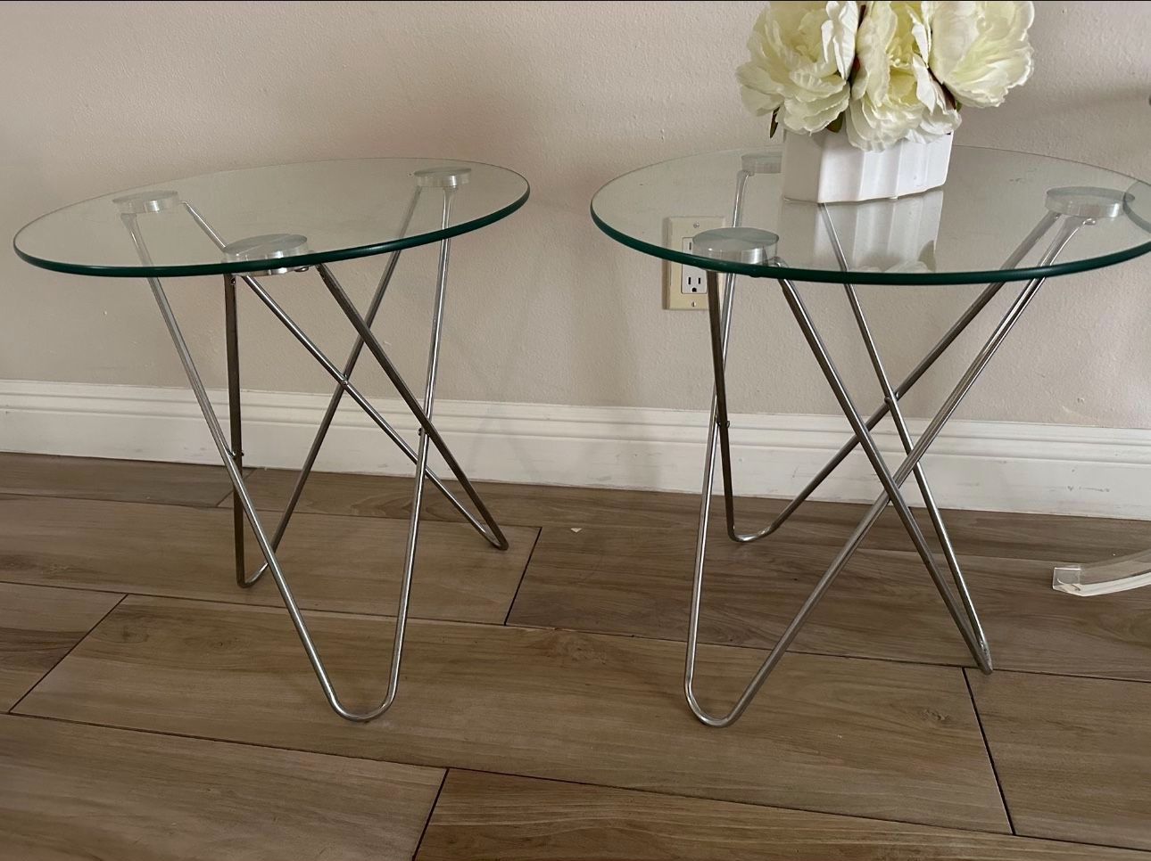 Bedside tables. Nightstands. Corner glass tables Home decor Office decoration