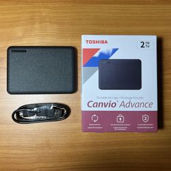 TOSHIBA Canvio Advance 2TB Portable Hard Drive – Like New!
