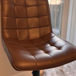 Brown Leather Barstools (3)