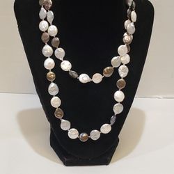 Lucas Lameth LUC 925 Single Strand Sterling Silver And Freshwater Coin Pearls