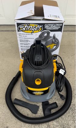 Stinger - 2.5 Gal. / 1.75 Peak HP Compact Wet & Dry Shop Vacuum w/ Filter Bag Hose & Accessories