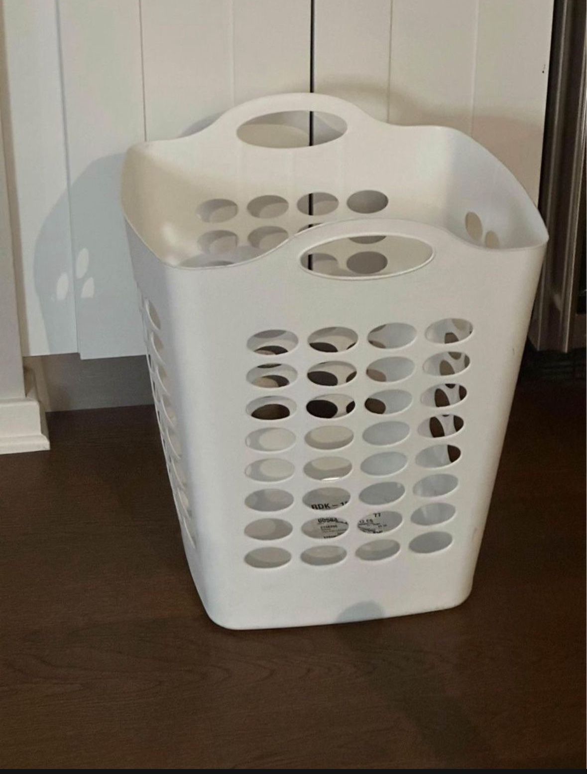 White Plastic Laundry Hamper Bin