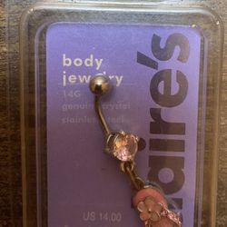 Body Jewelry New Flip Flop Pink Crystal Stainless Steel