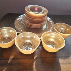 Fireking Peach Luster Dishes