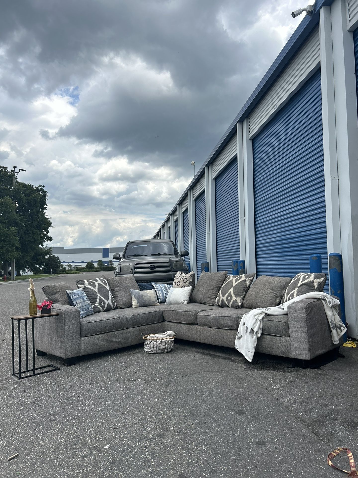 Gray Pullout Bed Sectional Couch