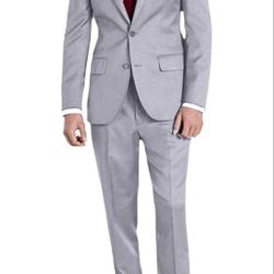 Mens Slim Fit 2 Piece Suit Two Button Notched Lapel Solid Suit Jacket Pants Set Tuxedo for Prom