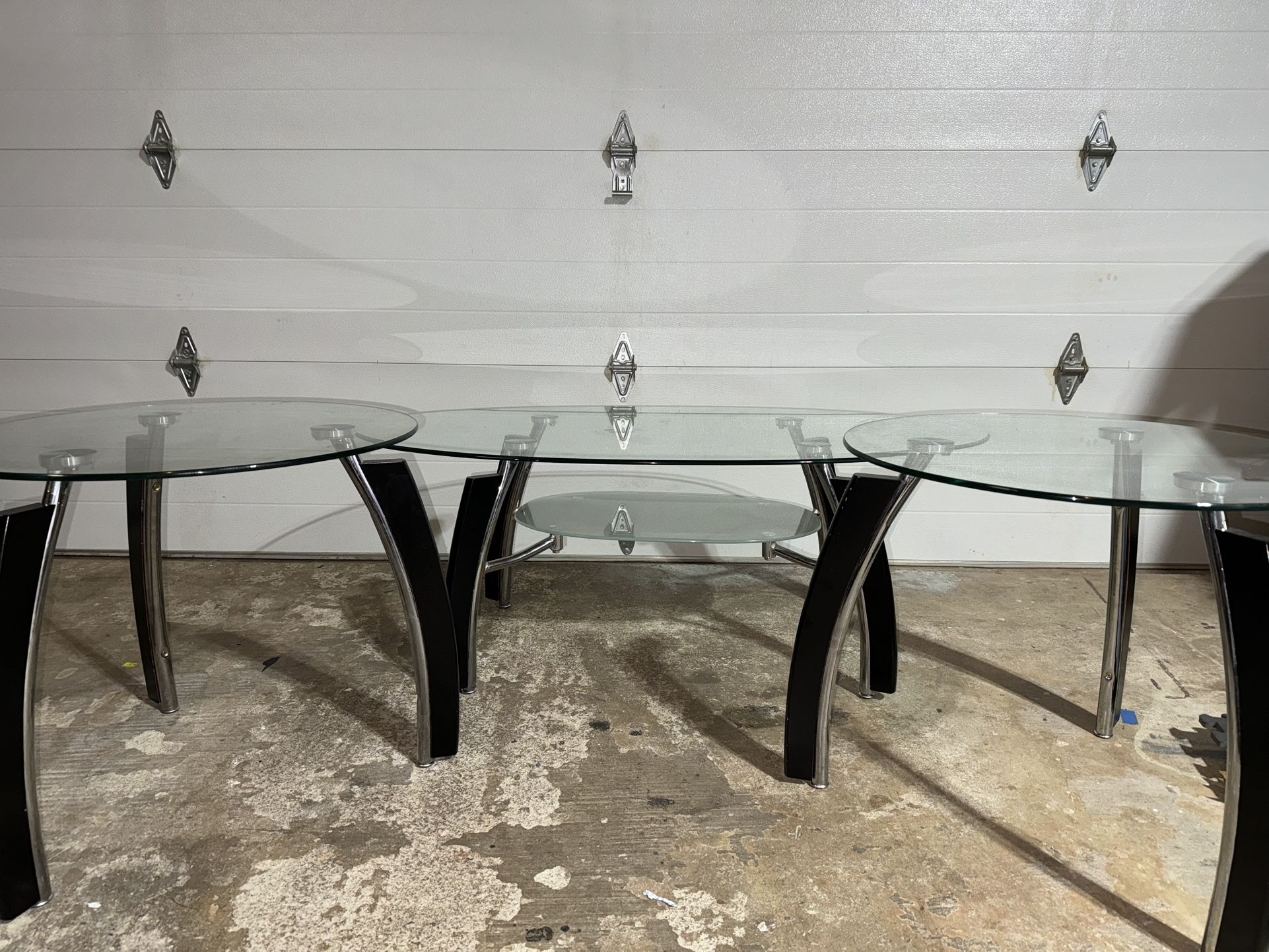 Set Of 3 Glass Tables