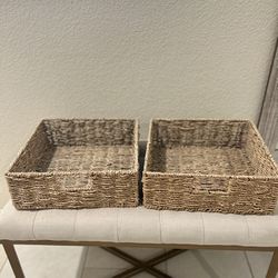 2 Wooden Basket Storage Drawers
