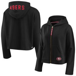 New Women's San Francisco 49ers WEAR By Erin Andrews Black Fleece Full-Zip Hoodie