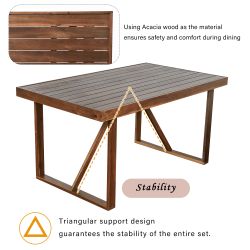 U_Style High-quality Acacia Wood Outdoor Table and Chair Set, Suitable for Patio, Balcony, Backyard(old sku:WY000396AAE)